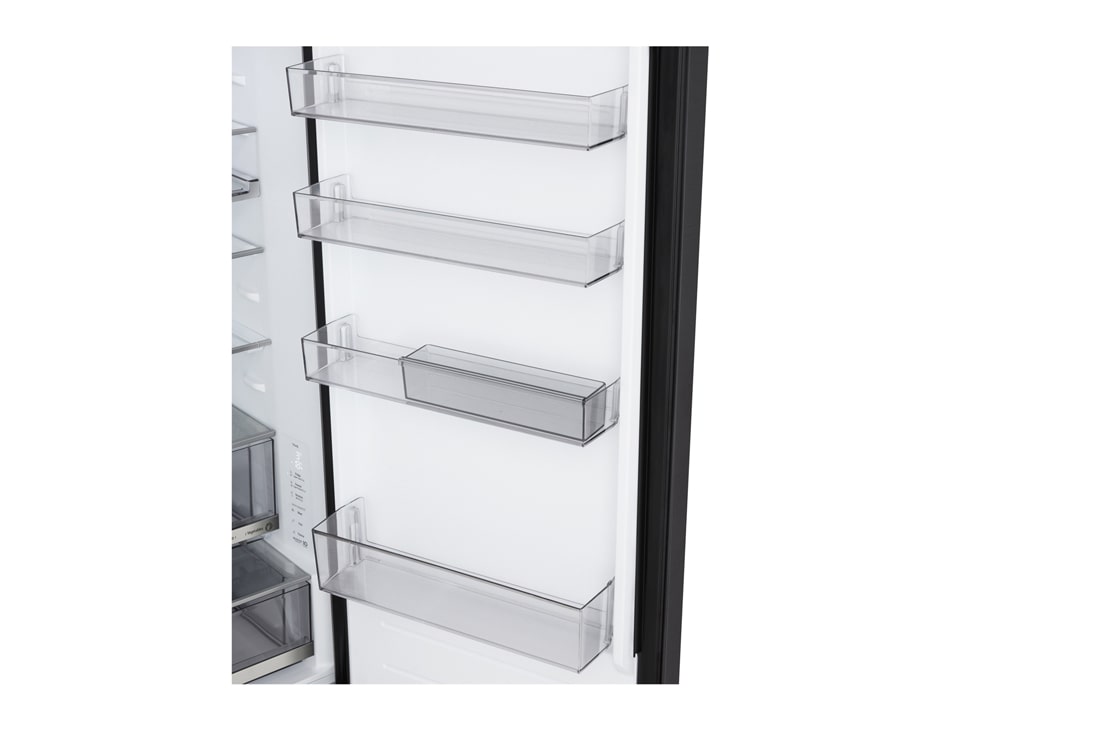 LG Hladnjak sa zamrzivačem u donjem dijelu, DoorCooling+™ i ThinQ™ tehnologija, kapacitet 375L, Pogled sa strane, GBBS726AEV, thumbnail 9