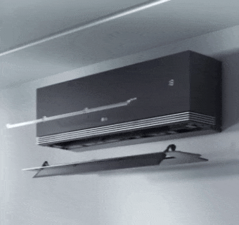 Animacija LG klima-uređaja koji prikazuje funkciju Dual Vane za preciznu kontrolu protoka zraka.