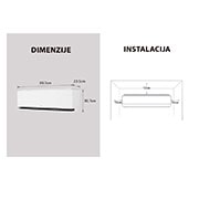 LG 2,5 kW DUALCOOL AI Air Deluxe Single Split klima-uređaj s jednom unutarnjom jedinicom, Slika prikazuje dimenzije LG klima-uređaja i smjernice za instalaciju. Dimenzije: širina 89,5 cm, dubina 23,5 cm i visina 30,7 cm. Instalacija: potrebno je 10 cm slobodnog prostora s obje strane, 12 c, H09S1DA, thumbnail 7