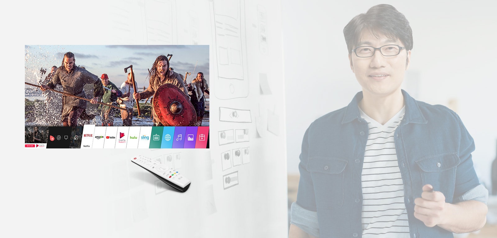 Programer Jinho Lee sa zaslonom webOS
