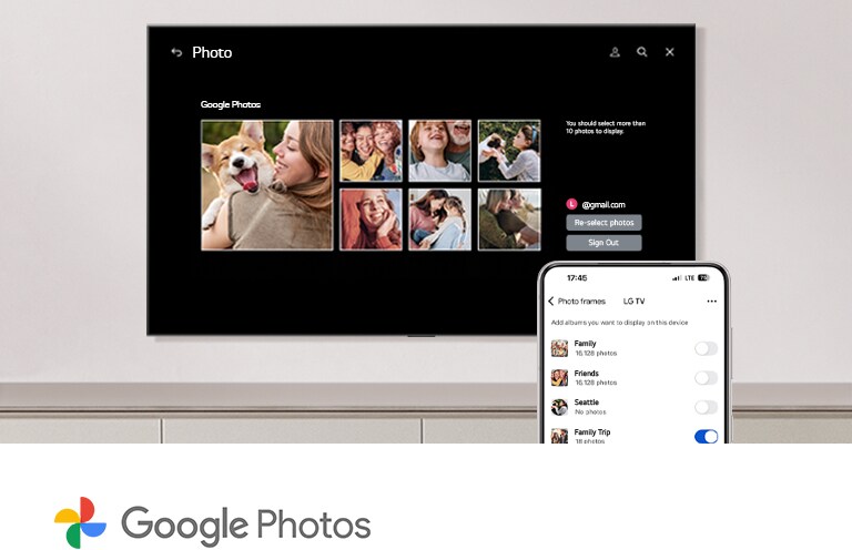 Praktično povežite svoj račun za Google fotografije s televizorom i to samo pomoću svog telefona. Lako personalizirajte svoj prostor korištenjem sadržaja iz vlastite fotogalerije.