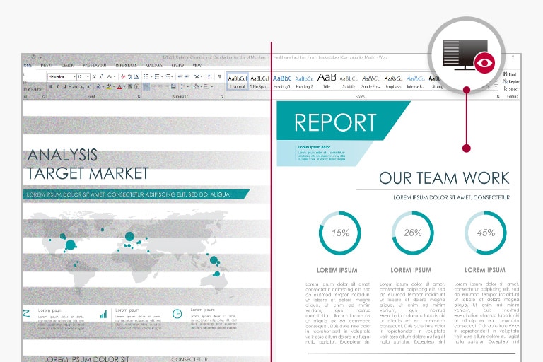 Jasan zaslon značajke Flicker Safe u usporedbi sa zaslonom na kojem treperi slika.