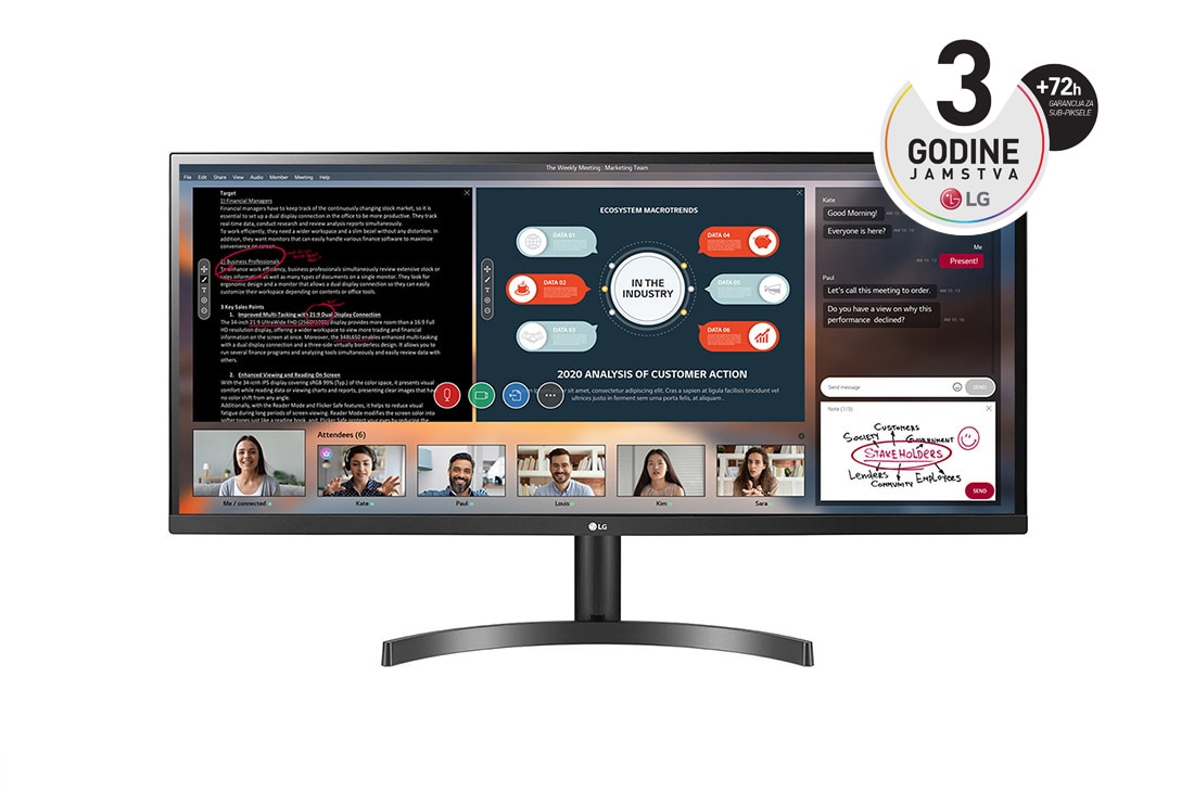 LG 34'' 21:9 UltraWide™ Full HD IPS LED monitor, 34WL500-B