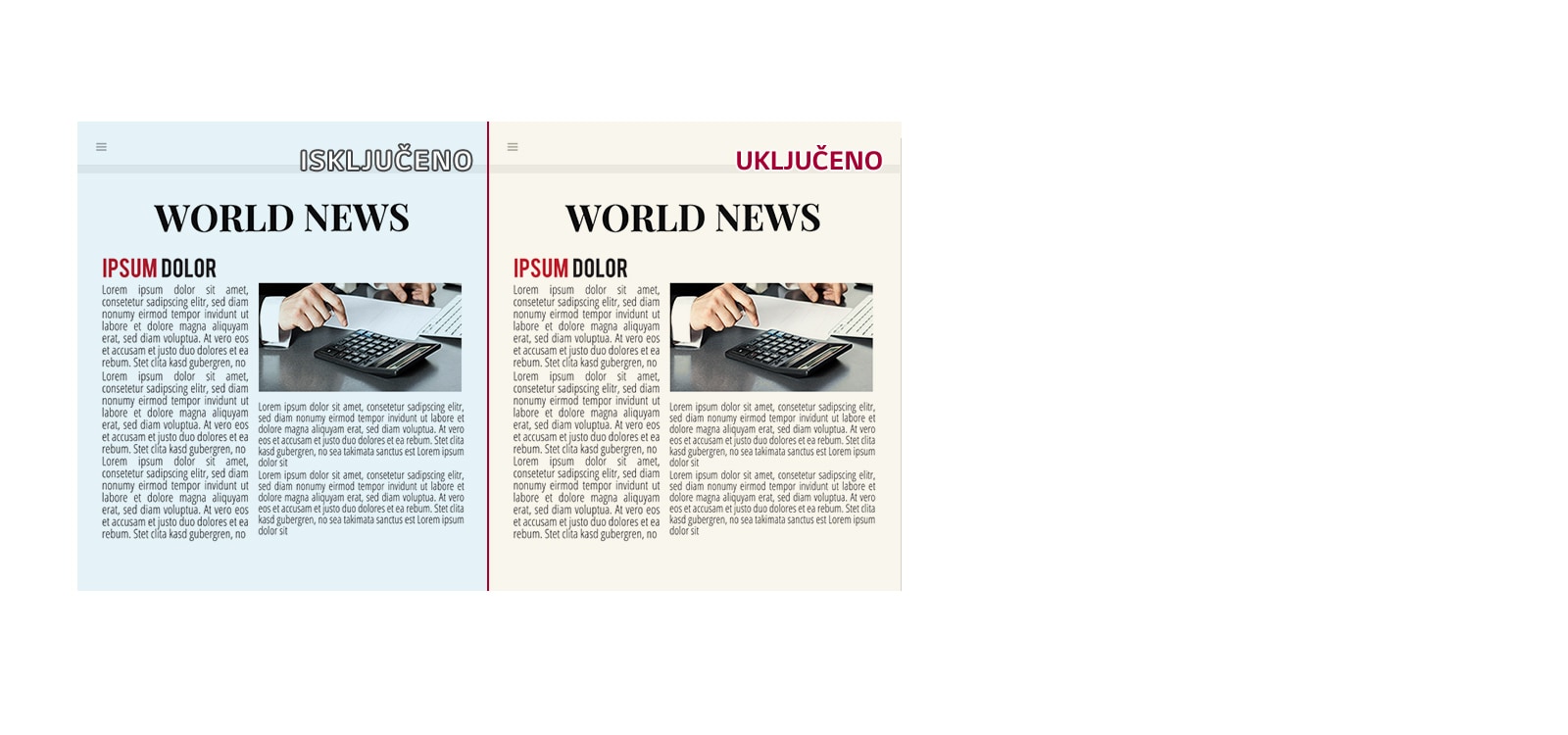 Reader Mode – smanjena razina plavog svjetla, poboljšana udobnost za oči