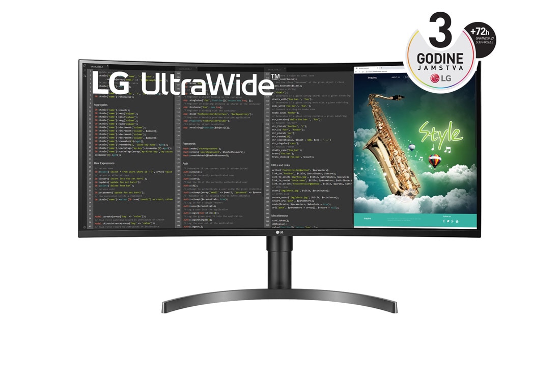 LG 35''  21:9  UltraWide™ QHD monitor s HDR 10, prikaz prednje strane, 35WN75C-B