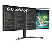 LG 35''  21:9  UltraWide™ QHD monitor s HDR 10, prikaz bočne strane iz kuta od +15 stupnjeva, 35WN75C-B, thumbnail 3