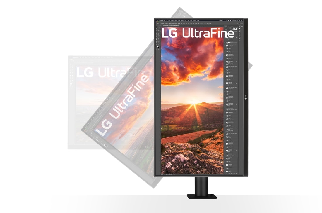 LG Ergonomski monitor UHD IPS 4K od 27 inča s USB priključkom Type-C™, prikaz bočne strane monitora zakretnog raspona od 90˚, 27UN880-B, thumbnail 7