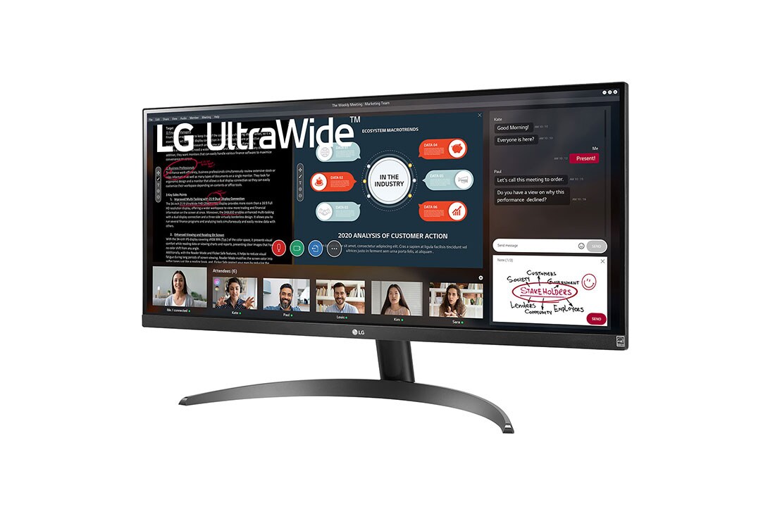 LG 29'' 21:9 FHD IPS UltraWide™ monitor s HDR10, prikaz bočne strane iz kuta od +15 stupnjeva, 29WP500-B, thumbnail 2