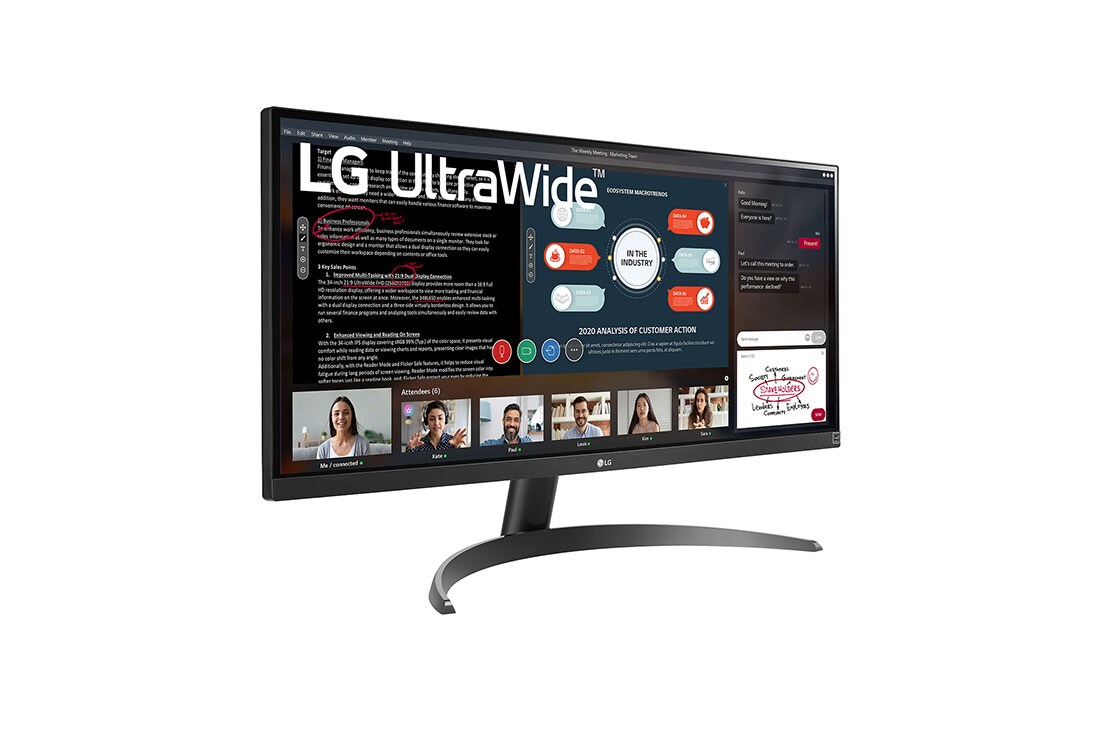 LG 29'' 21:9 FHD IPS UltraWide™ monitor s HDR10, Prikaz bočne strane iz kuta od +30 stupnjeva, 29WP500-B, thumbnail 4