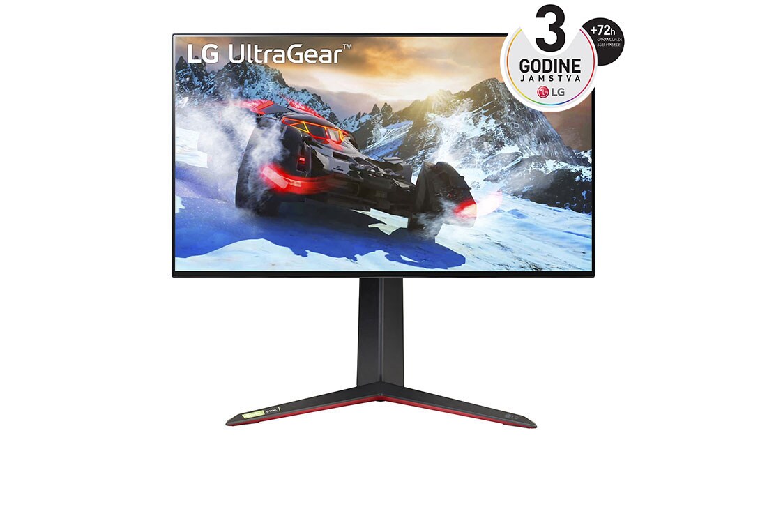 LG Monitor za igranje videoigara UHD 4K UltraGear™ Nano IPS 1ms (GtG) od 27 inča koji podržava 4K i 120 Hz putem kabela HDMI 2.1, prikaz prednje strane, 27GP950-B