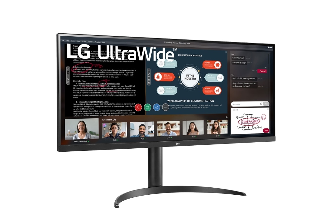 LG Monitor 21:9 UltraWide™ Full HD IPS od 34 inča s tehnologijom AMD FreeSync™, prikaz bočne strane iz kuta od +15 stupnjeva, 34WP550-B, thumbnail 3
