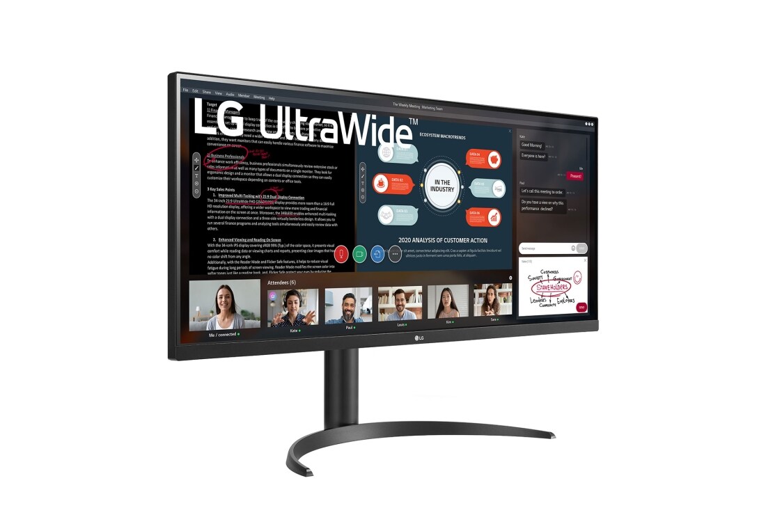 LG Monitor 21:9 UltraWide™ Full HD IPS od 34 inča s tehnologijom AMD FreeSync™, Prikaz bočne strane iz kuta od +30 stupnjeva, 34WP550-B, thumbnail 4
