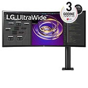 LG 34'' 21:9 QHD (3440 x 1440) UltraWide™ Ergo monitor, prednji prikaz s krakom monitora s desne strane, 34WP88C-B, thumbnail 1