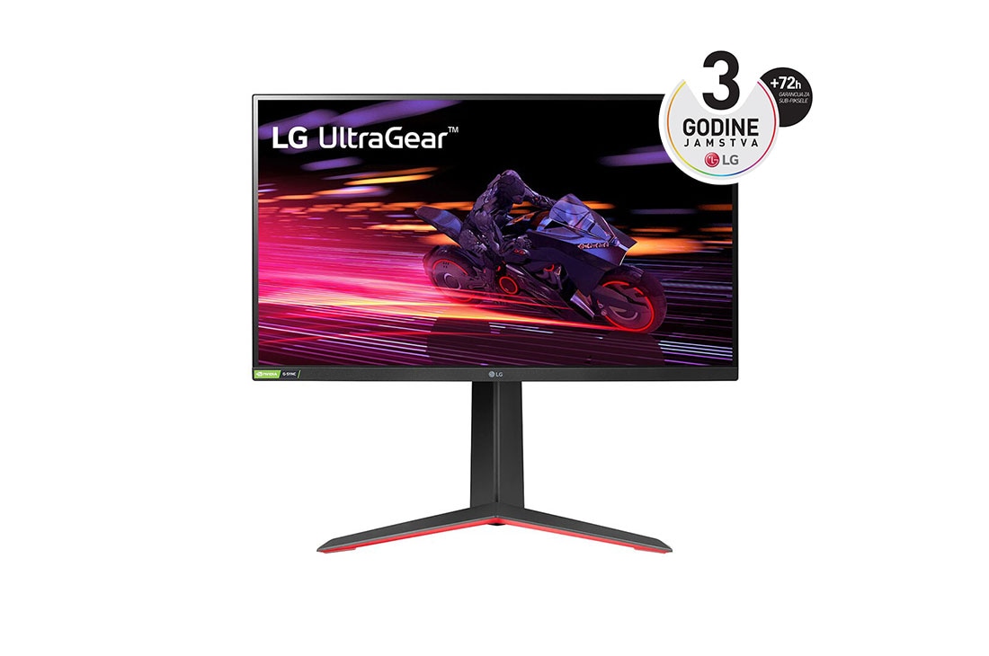 LG 27'' Full HD(1920 x 1080) UltraGear™ monitor s 1ms 240Hz i NVIDIA® G-SYNC® compatibility, prikaz prednje strane, 27GP750-B