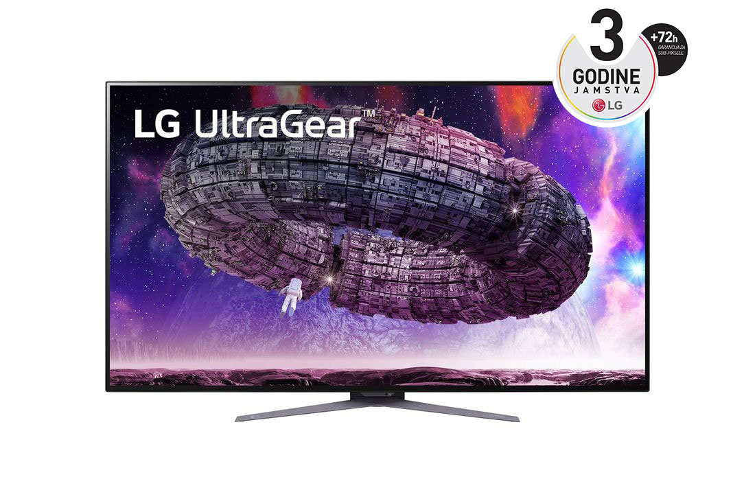 LG 47,5'' 4K UHD OLED UltraGear<sup>TM</sup> gaming monitor s 0,1ms vrijeme odziva i NVIDIA G-Sync™, prikaz prednje strane, 48GQ900-B