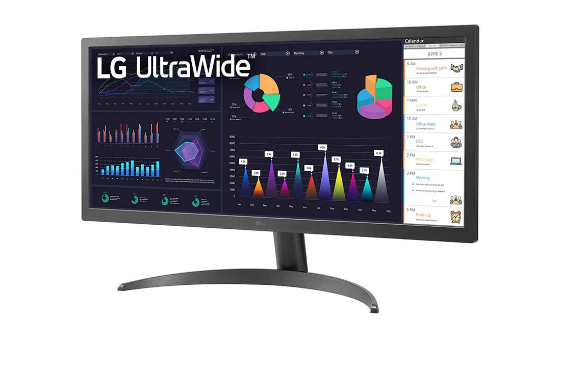 LG 26'' 21:9 UltraWide™ Full HD IPS Monitor with  AMD FreeSync™ , prikaz bočne strane iz kuta od +15 stupnjeva, 26WQ500-B, thumbnail 2