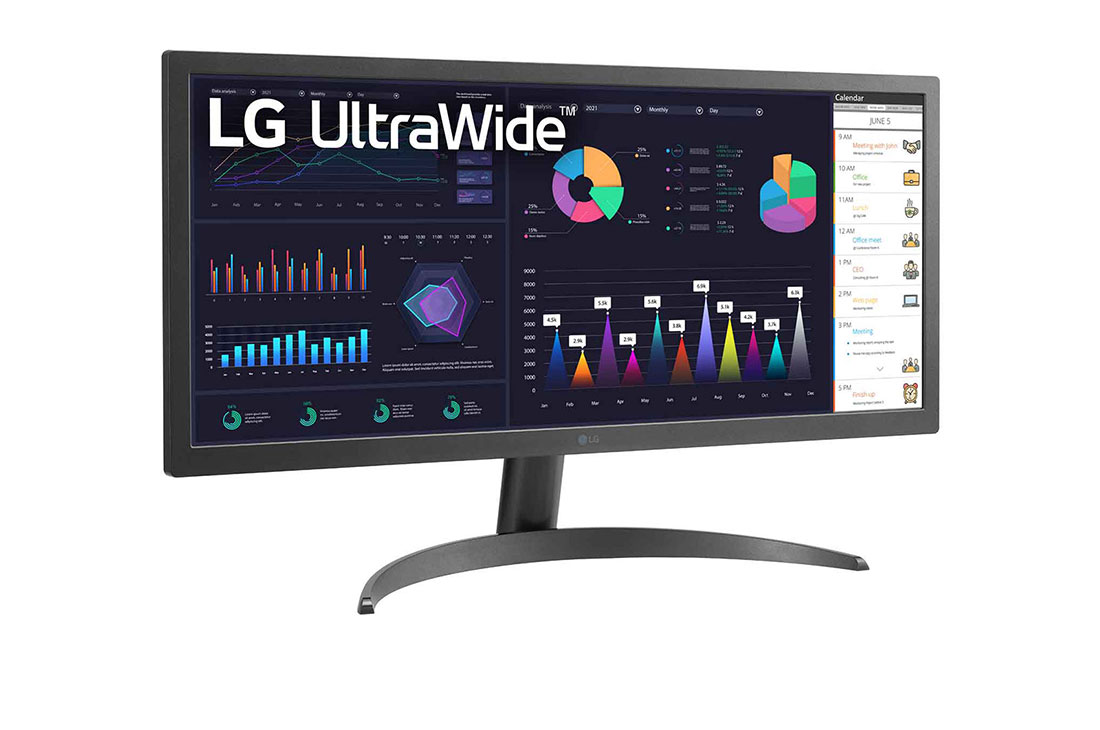 LG 26'' 21:9 UltraWide™ Full HD IPS Monitor with  AMD FreeSync™ , prikaz bočne strane iz kuta od +15 stupnjeva, 26WQ500-B, thumbnail 3