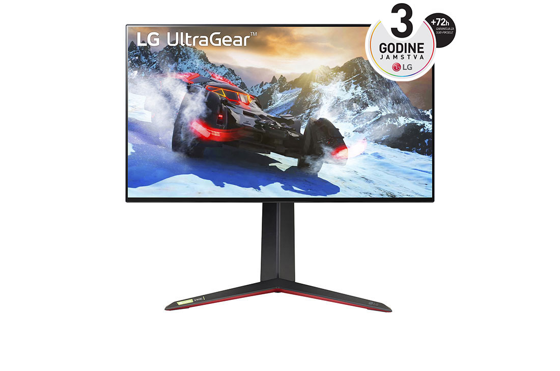 LG 27'' UHD 4K UltraGear™ Nano IPS 1ms (GtG) Gaming Monitor with VESA DSC, prikaz prednje strane, 27GP95R-B