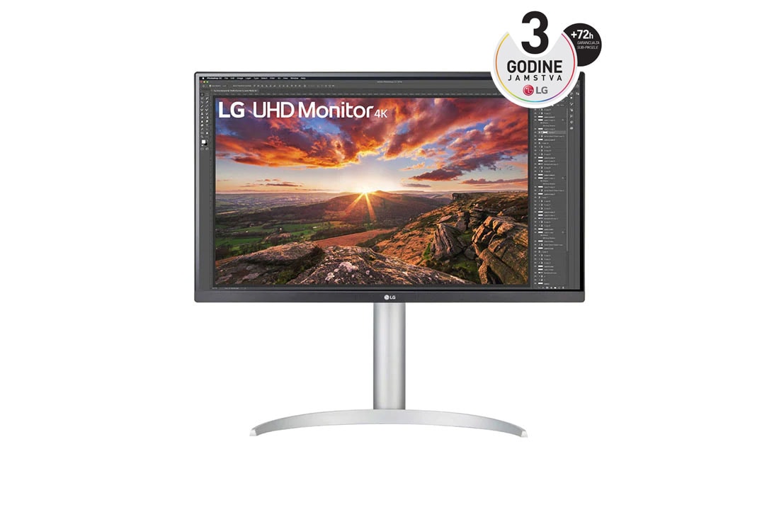 LG 27'' UHD 4K monitor VESA DisplayHDR™ 400 USB Type-C™, prikaz prednje strane, 27UP850N-W