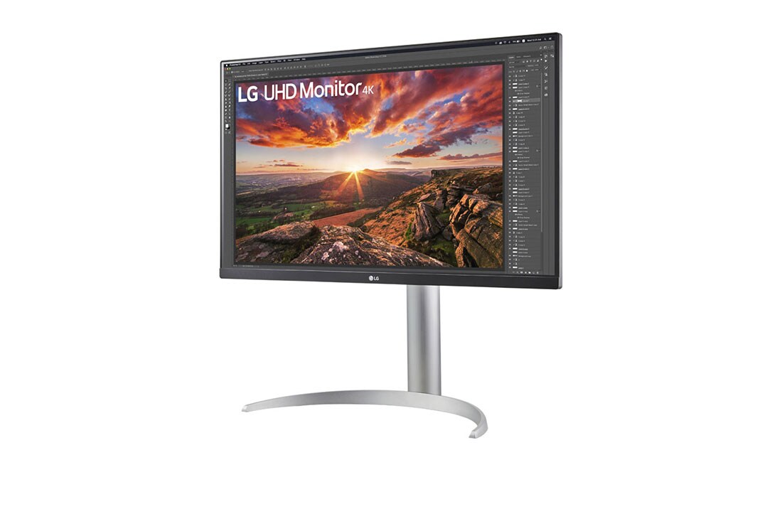 LG 27'' UHD 4K monitor VESA DisplayHDR™ 400 USB Type-C™, prikaz bočne strane iz kuta od +15 stupnjeva, 27UP850N-W, thumbnail 2