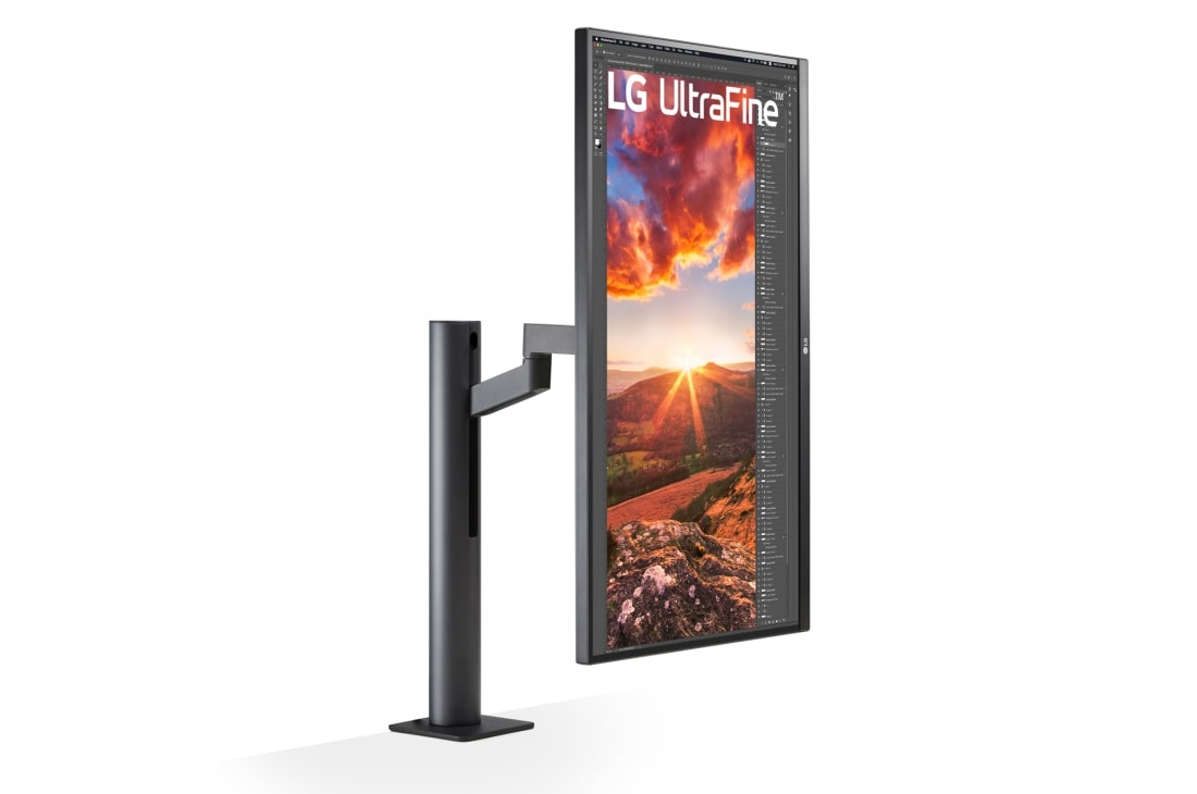 LG Ergonomski monitor UHD IPS 4K od 27 inča s USB priključkom Type-C™, prikaz bočne strane monitora okrenutog po vodoravnoj osi za 90˚, 27UN880P-B, thumbnail 10