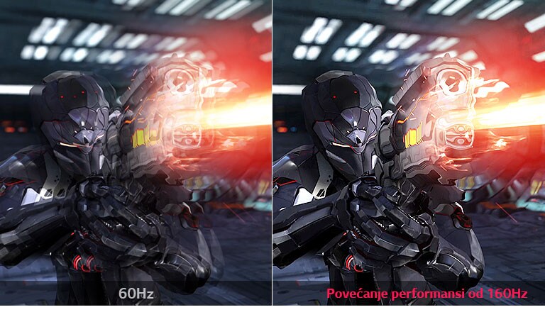 Usporedba neometanih pokreta u videoigrama s 60 Hz i povećanjem performansi od 160 Hz