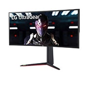 LG 34'' 21:9 zakrivljen QHD Ultragear™ IPS gaming monitor AMD FreeSync™ (Premium) , prikaz bočne strane iz kuta od +15 stupnjeva, 34GN850P-B, thumbnail 2