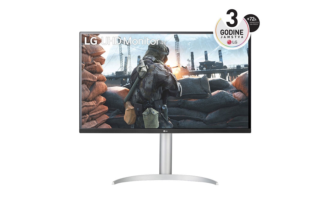 LG Monitor UHD 4K IPS od 27 inča s tehnologijom VESA DisplayHDR™ 400, prikaz prednje strane, 27UP650P-W