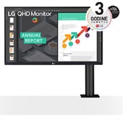 LG Ergonomski monitor QHD IPS od 27 inča s priključkom USB Type-C™, Prednji prikaz monitora s nosačem s desne strane, 27QN880P-B, thumbnail 1