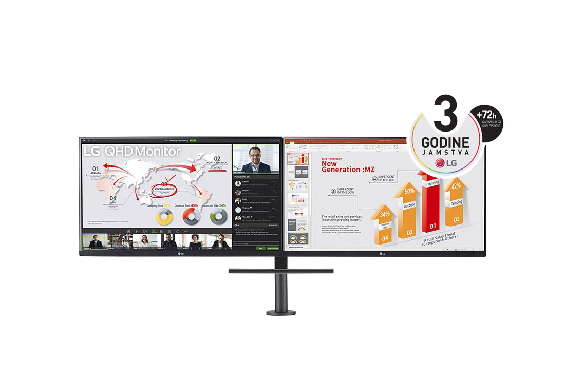 LG 27'' QHD IPS Ergo monitor s USB Type-C™ i Daisy Chain , Prikaz prednje strane s modulom „Usporedno”, 27QP88DP-BS