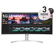 LG 38'' 21:9  zakrivljen UltraWide™ QHD IPS monitor HDR 10-zel, prikaz prednje strane, 38WN95CP-W, thumbnail 1