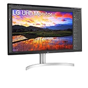 LG 31,5'' 4K UHD monitor s HDR 10, prikaz bočne strane iz kuta od +15 stupnjeva, 32UN650P-W, thumbnail 3