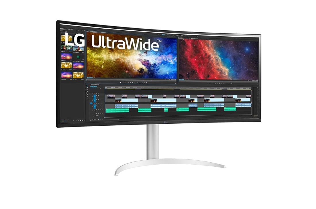 LG 38'' 21:9 QHD+(3840x1600) UltraWide™ monitor, prikaz bočne strane iz kuta od +15 stupnjeva, 38WP85CP-W, thumbnail 3