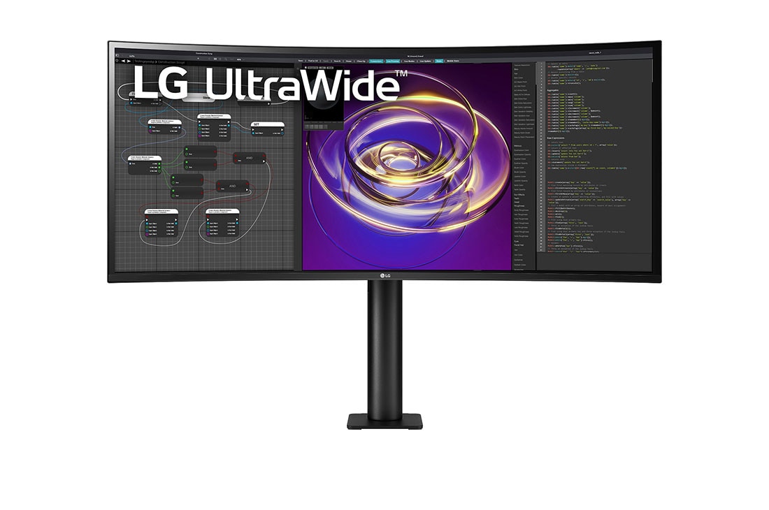 LG 34'' 21:9 QHD (3440 x 1440) UltraWide™ Ergo monitor, prednji prikaz s krakom monitora po sredini, 34WP88CP-B, thumbnail 2