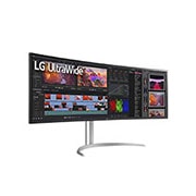LG UltraWide™ Dual QHD Monitor, prikaz bočne strane iz kuta od +15 stupnjeva, 49WQ95C-W, thumbnail 3