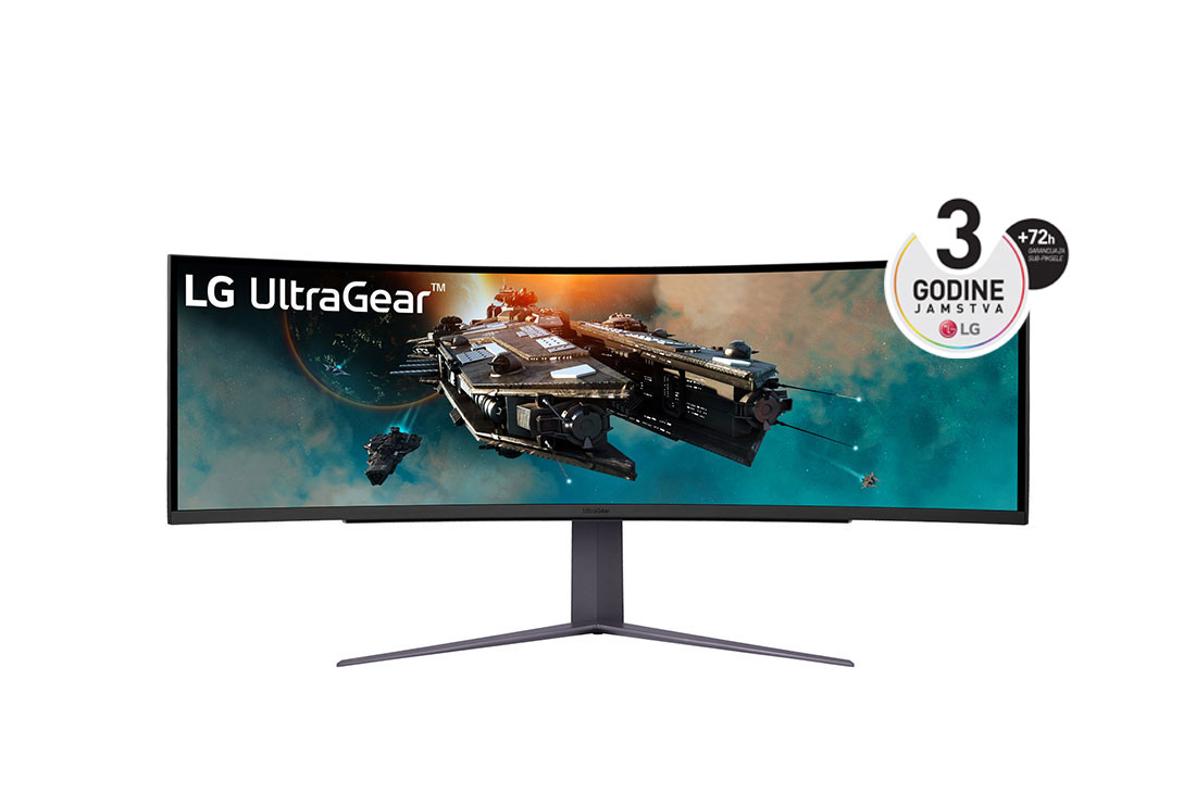 LG Zakrivljeni monitor UltraGear™ 32:9 Dual QHD od 49 inča za videoigre s brzinom osvježavanja od 240 Hz, prikaz prednje strane, 49GR85DC-B