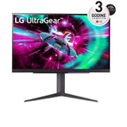LG 27” LG UltraGear™ 16:9 UHD Gaming Monitor brzinom osvježavanja od 144 Hz, prikaz prednje strane, 27GR93U-B, thumbnail 1