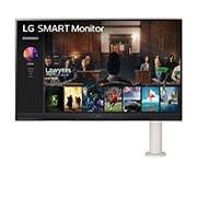 LG 32'' 16:9 omjera 4K UHD pametni monitor s Ergo postoljem i webOS platformom, prednji prikaz s krakom monitora s desne strane, 32SQ780S-W, thumbnail 1