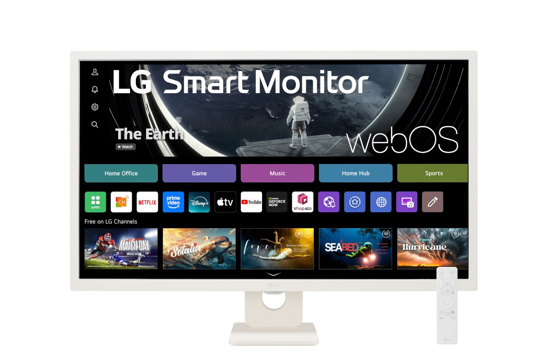 LG 32'' 16:9 omjer slike Smart monitor, prikaz bočne strane iz kuta od -15 stupnjeva, 32SR50F-W, thumbnail 2