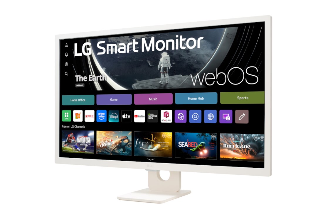LG 32'' 16:9 omjer slike Smart monitor, prikaz bočne strane iz kuta od +15 stupnjeva, 32SR50F-W, thumbnail 3