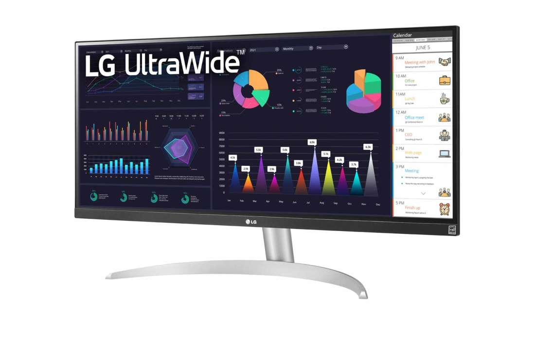 LG 29” UltraWide™ omjer slike 21:9, IPS monitor s brzinom osvježavanja od 100 Hz, prikaz bočne strane iz kuta od -15 stupnjeva, 29WQ600-W, thumbnail 2