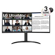 LG 34” UltraWide™ omjera 21:9 zakrivljeni VA monitor s brzinom osvježavanja od 100 Hz, prikaz prednje strane, 34WR55QC-B, thumbnail 1