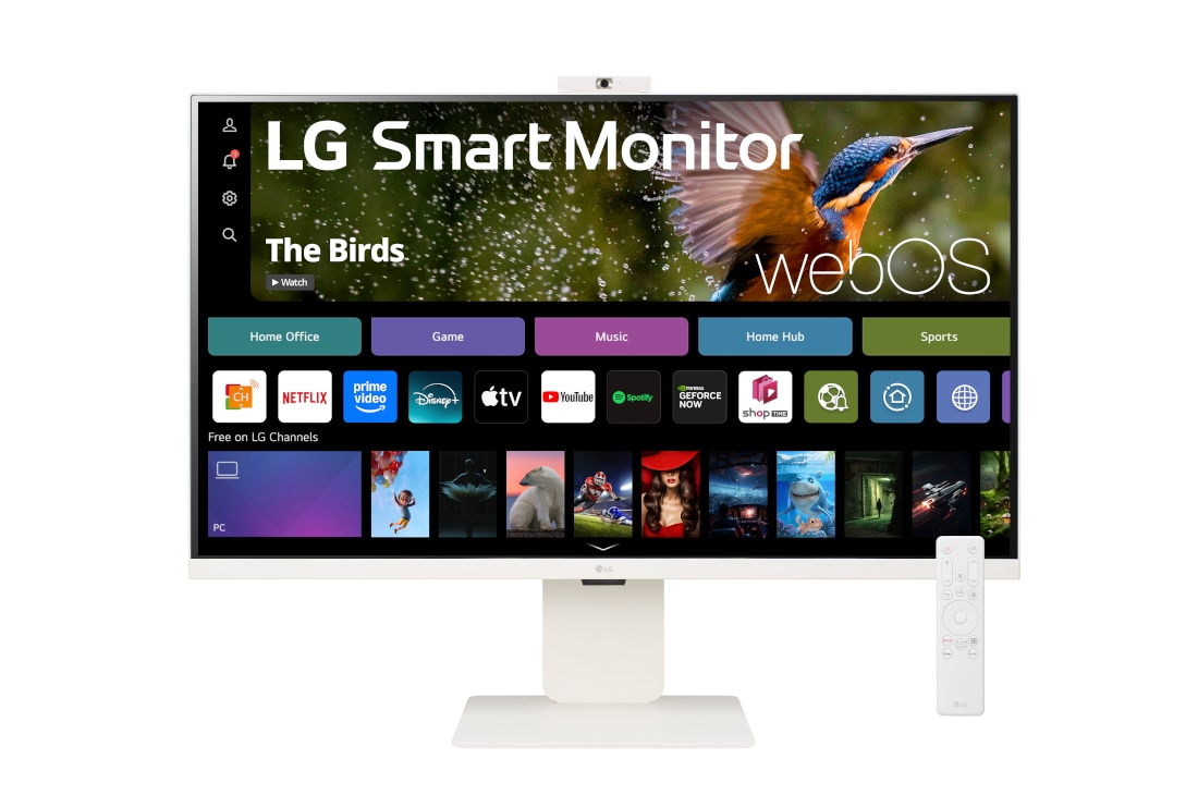 LG 32” 16:9 omjer slike 4K UHD IPS Smart monitor s web kamerom, prednji prikaz s web kamerom i daljinskim upravljačem, 32SR85U-W