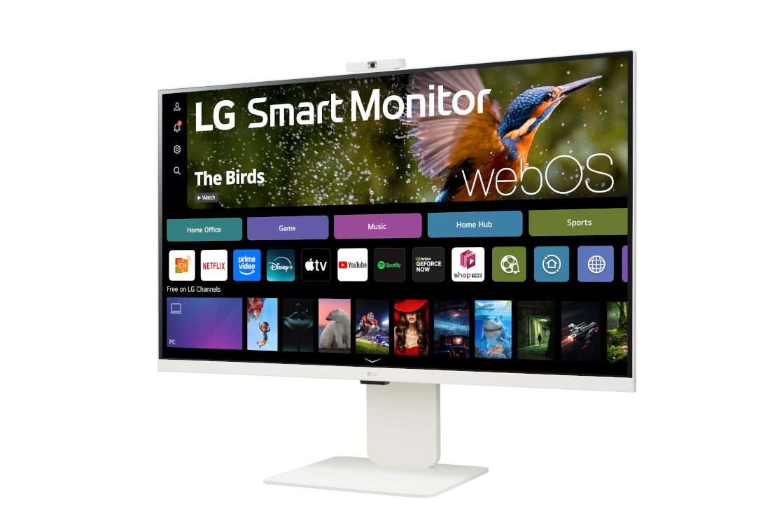 LG 32” 16:9 omjer slike 4K UHD IPS Smart monitor s web kamerom, Pogled s bočne strane pod kutem od -15 stupnjeva s web kamerom, 32SR85U-W, thumbnail 5