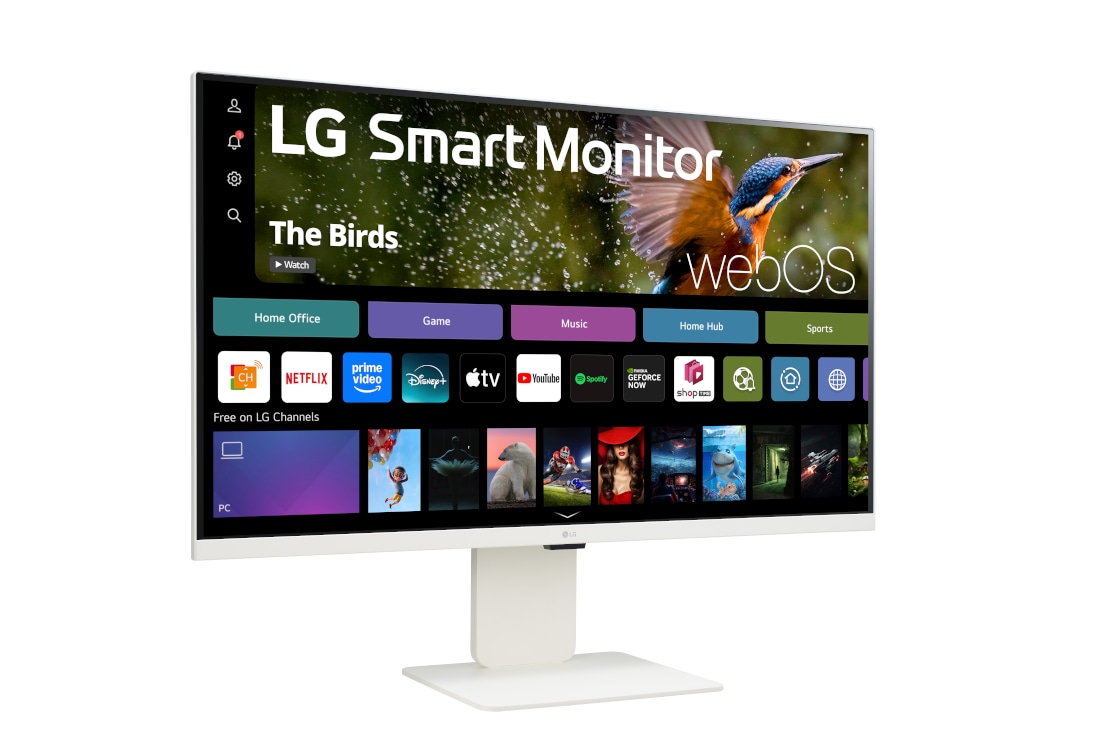 LG 32” 16:9 omjer slike 4K UHD IPS Smart monitor s web kamerom, prikaz bočne strane iz kuta od +15 stupnjeva, 32SR85U-W, thumbnail 6