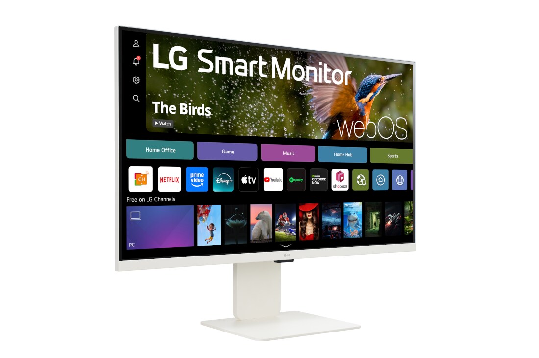 LG 32” 16:9 omjer slike 4K UHD IPS Smart monitor s web kamerom, Pogled s bočne strane pod kutem od +15 stupnjeva s web kamerom, 32SR85U-W, thumbnail 8