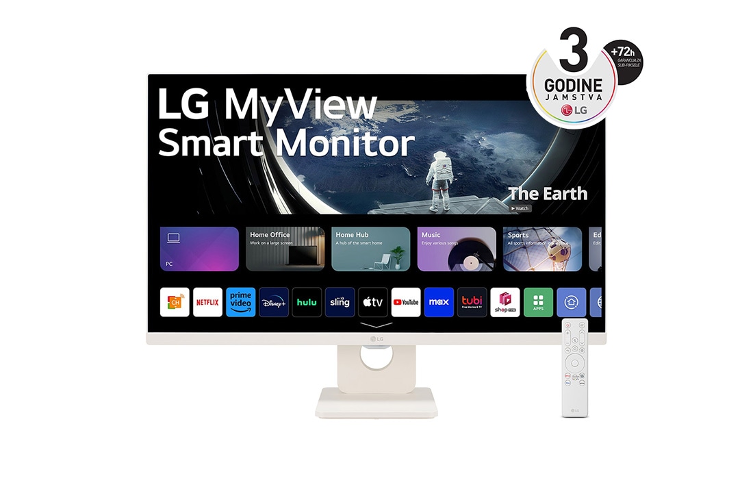 LG MyView 27” Full HD IPS pametni monitor s operativnim sustavom webOS, prednji prikaz s daljinskim upravljačem, 27SR50F-E