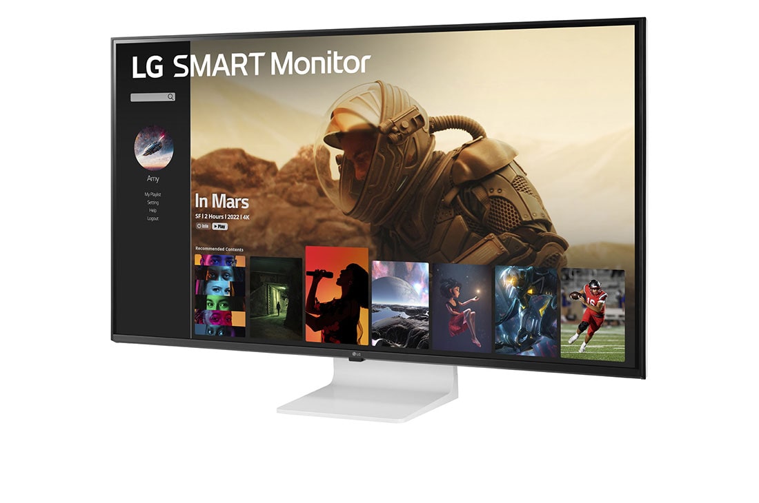 LG 43'' 16:9 omjer slike 4K UHD IPS Smart monitor s webOS platformom, prikaz bočne strane iz kuta od -15 stupnjeva, 43SQ700S-W, thumbnail 3