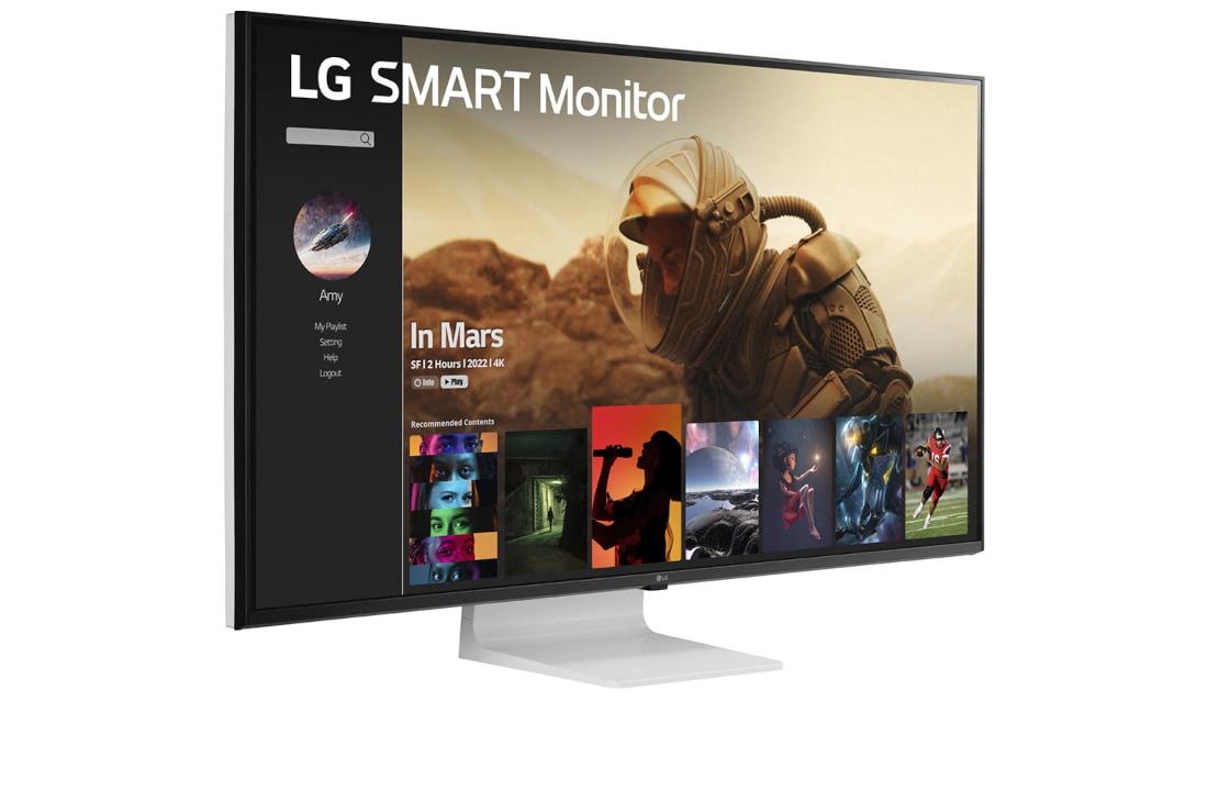 LG 43'' 16:9 omjer slike 4K UHD IPS Smart monitor s webOS platformom, prikaz bočne strane iz kuta od +30 stupnjeva, 43SQ700S-W, thumbnail 6