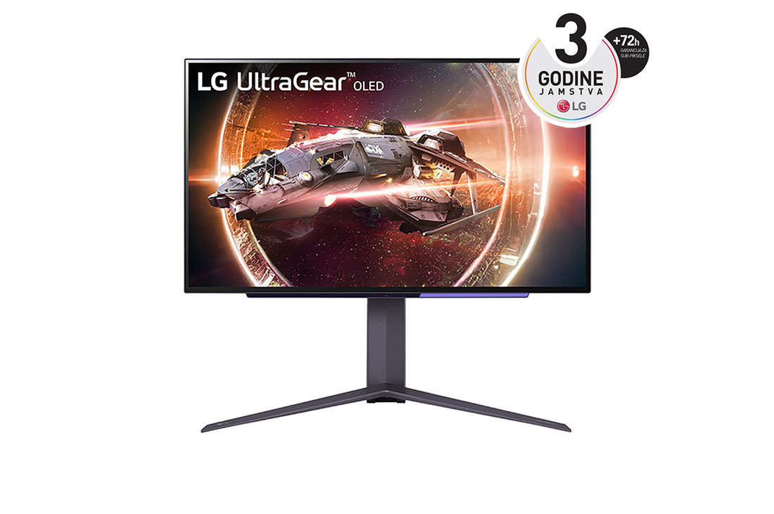 LG 27” UltraGear™ OLED 16:9 omjer slike QHD gaming monitor s brzinom osvježavanja od 240 Hz, prikaz prednje strane, 27GS95QE-B